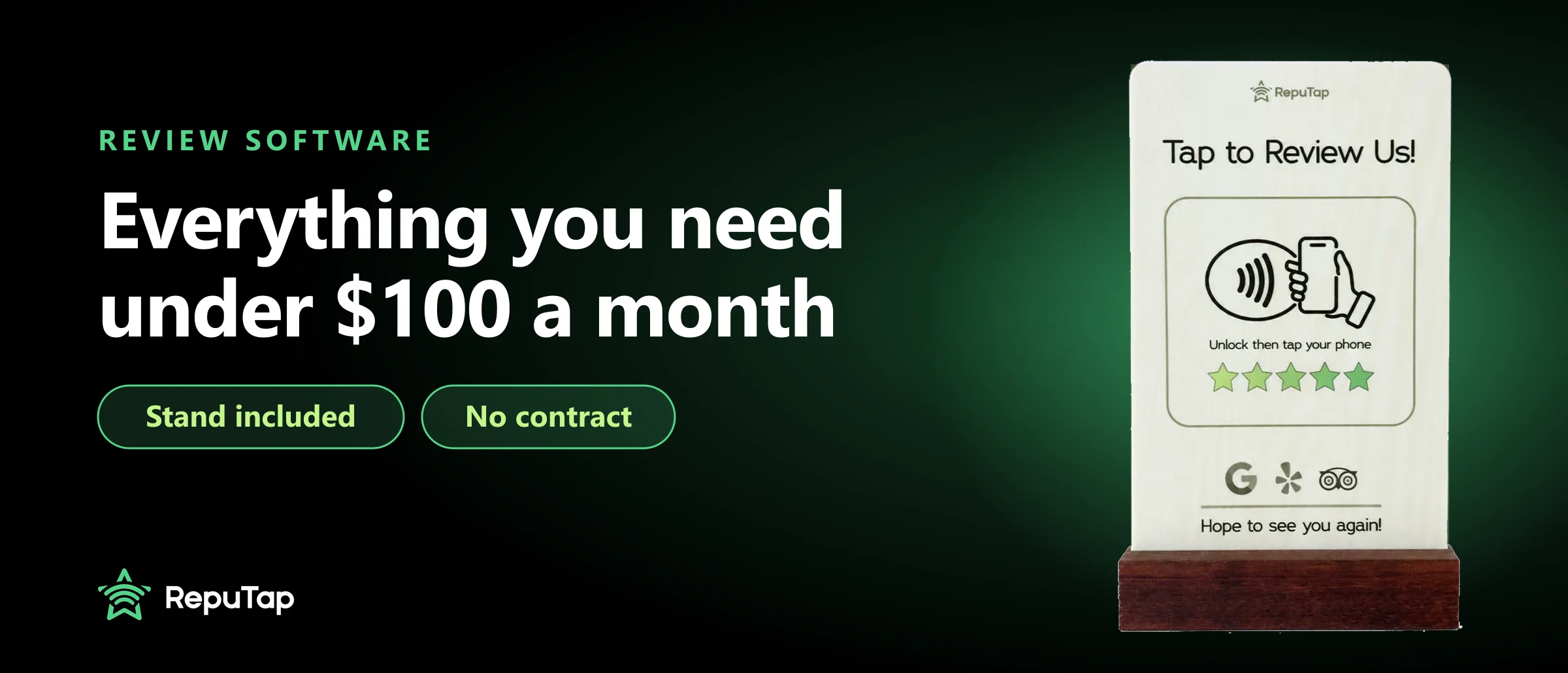 Review management under $100 a month: RepuTap from $65 with a stand included